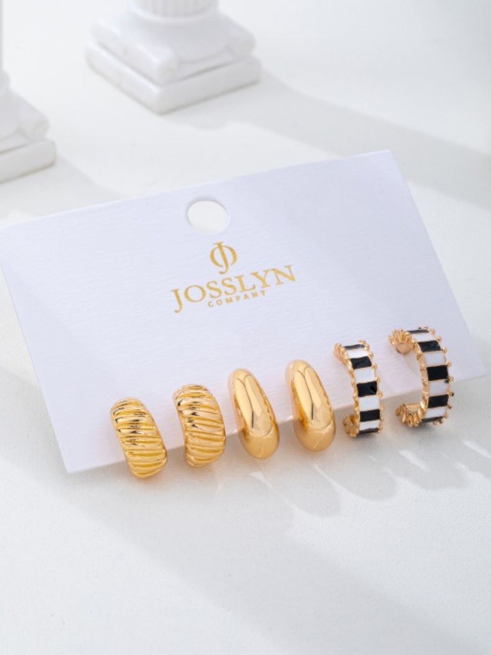3 Gold Hoop Huggie Earrings Set - Women Jewelry